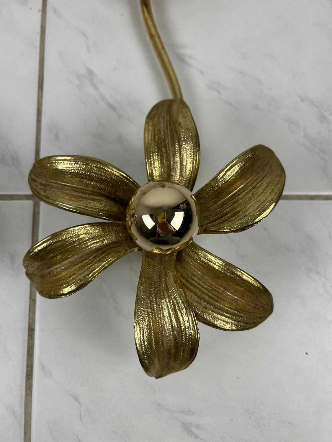 Vintage set of two messing flower wall lamps