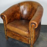 Vintage club armchair in leather color cognac Netherlands