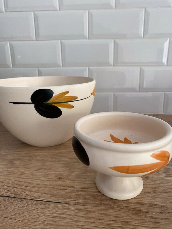 Salad bowl and standing bowl Poteries du Marais