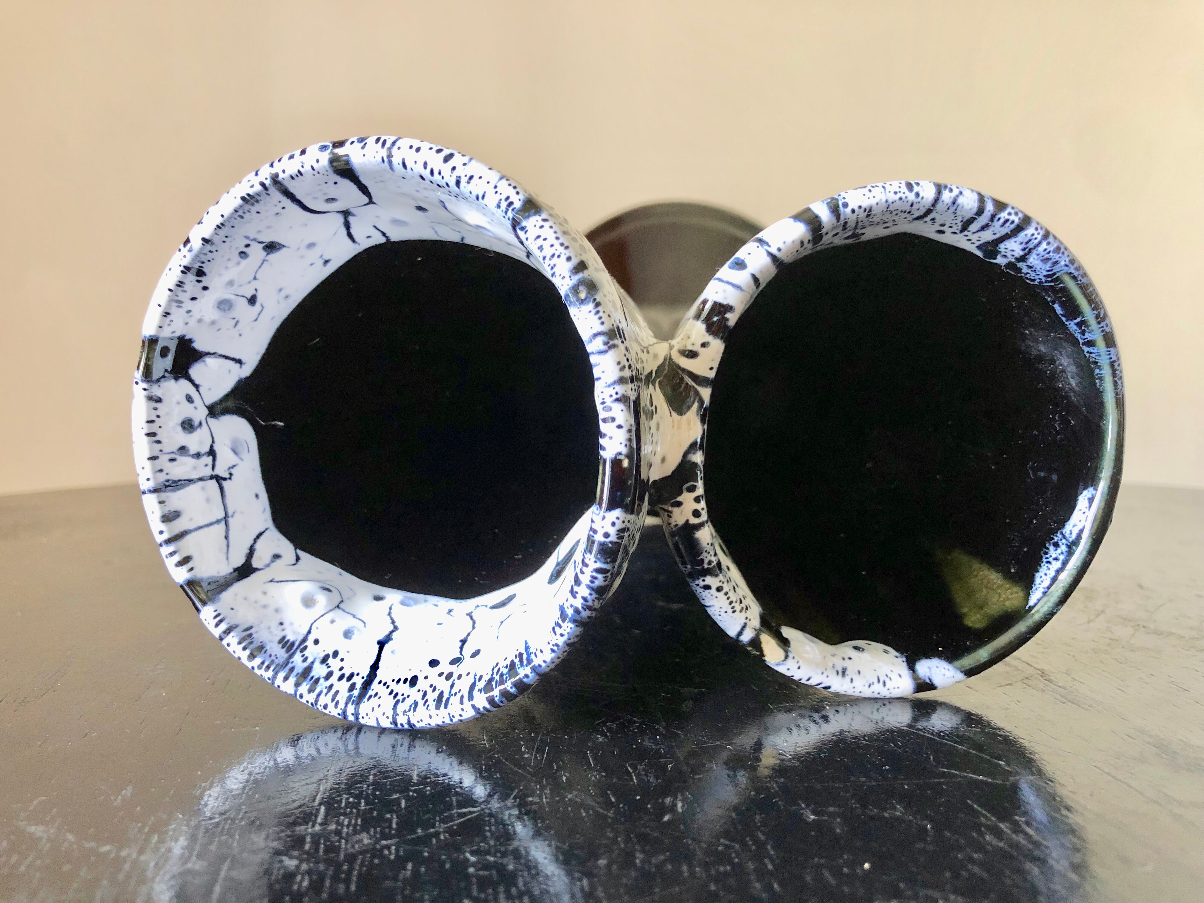 Double blue Fat Lava vase