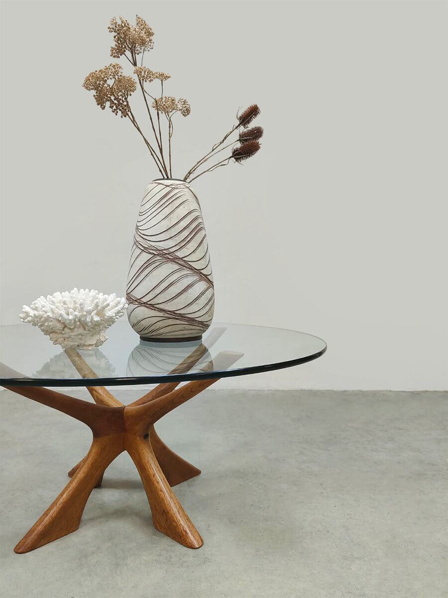Table basse ronde vintage 'T118' Illum Wikkelsø pour Niels Eilersen