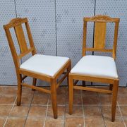 Set of 6 oak chairs, refurbished, Art Deco style, vintage, France