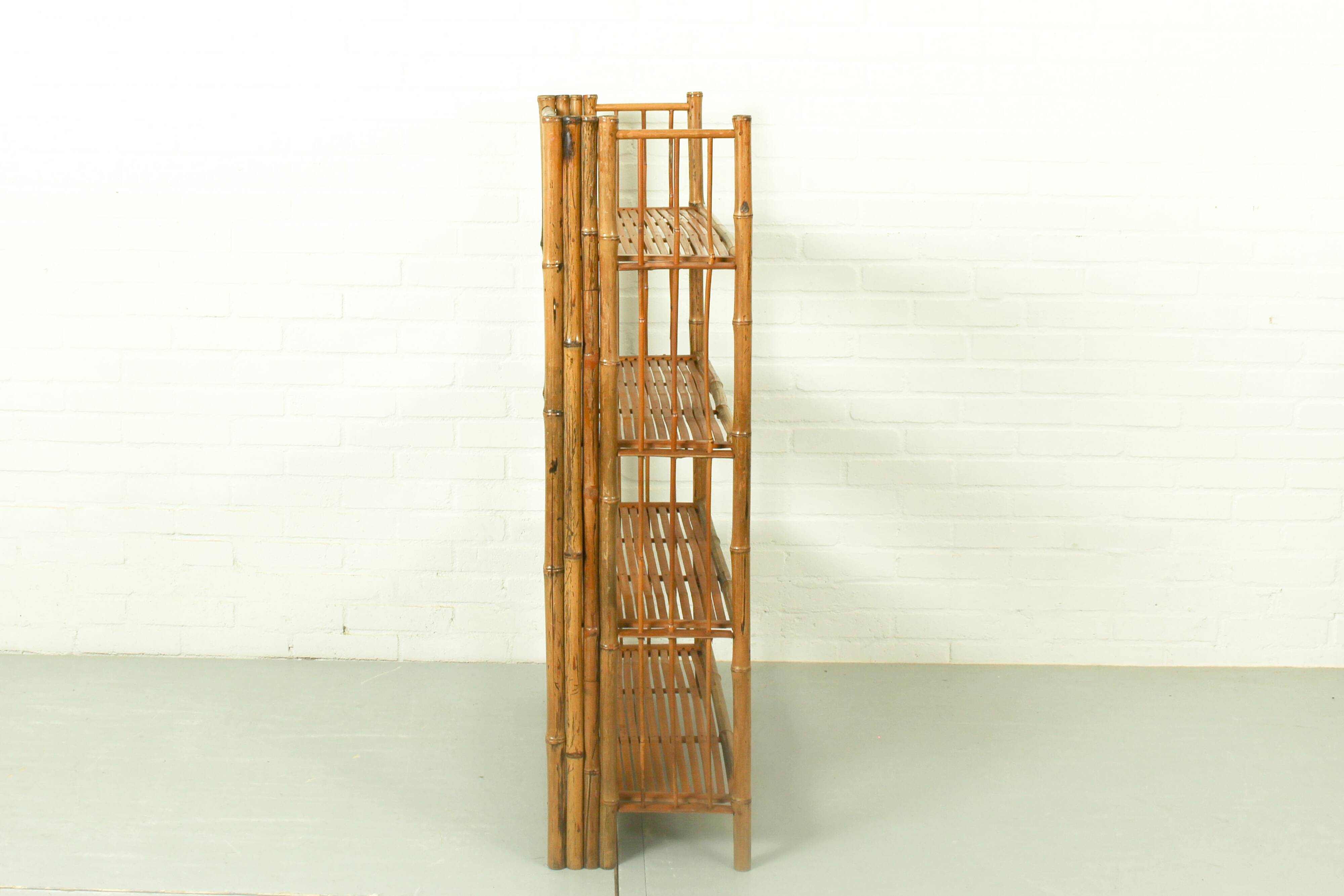 Bamboo Folding Campaign Shelves, France 1920s