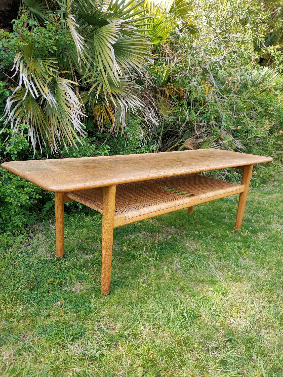 Hans Wegner coffee table (oak and cane)