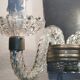 Wall applique, two-pointed glass chandelier, chiseled mirror and steel, 20th