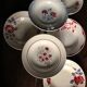 6 mismatched red and blue Art Deco soup plates, Badonviller Digoin