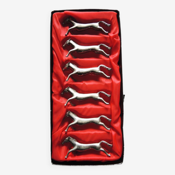 6 metal horse knife holders