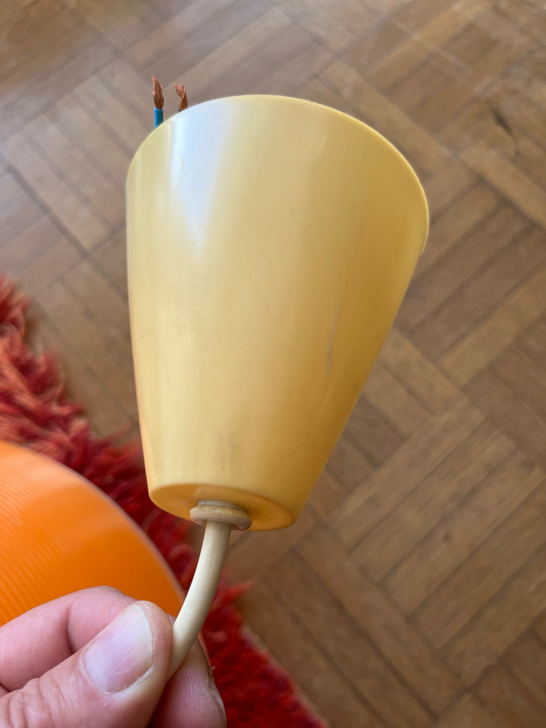 Large Rotaflex suspension, orange and cream, 1960s / 70s