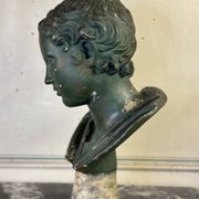 Young Boy, Plaster Bust with Green Patina, Circa 1900