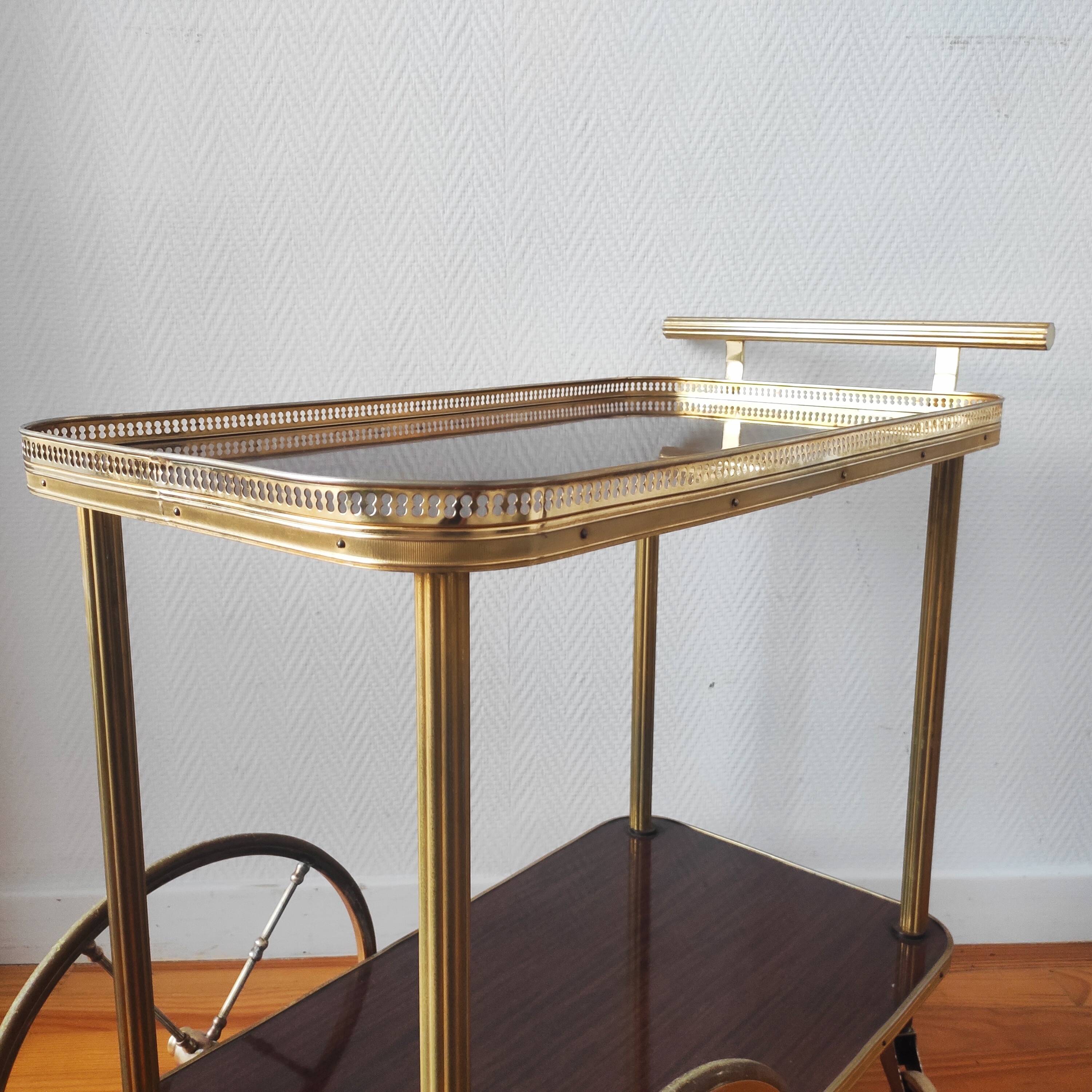Vintage bar cart rolling serving trolley