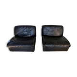 Paire chauffeuses cuir Ligne Roset 1980