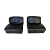 Paire chauffeuses cuir Ligne Roset 1980