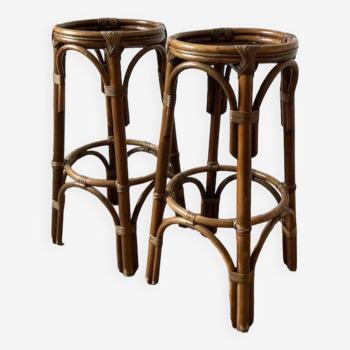 Pair of rattan bar stools