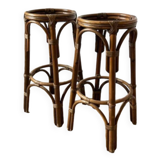Pair of rattan bar stools