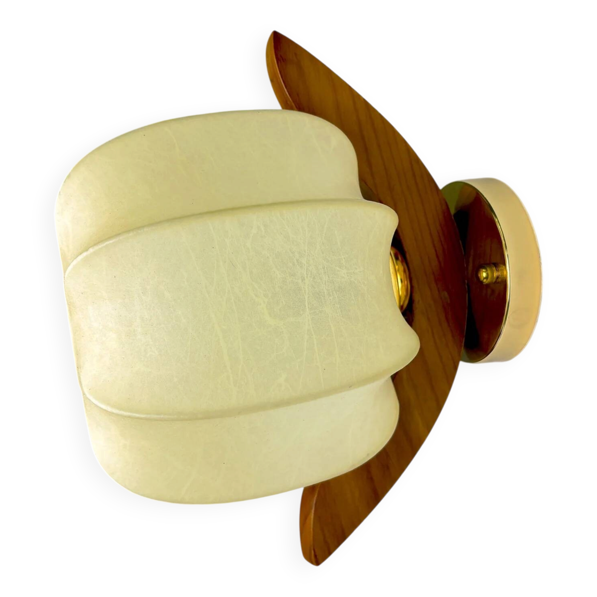 Italian "Cocoon" wall light, resin and pine wood, 1970s