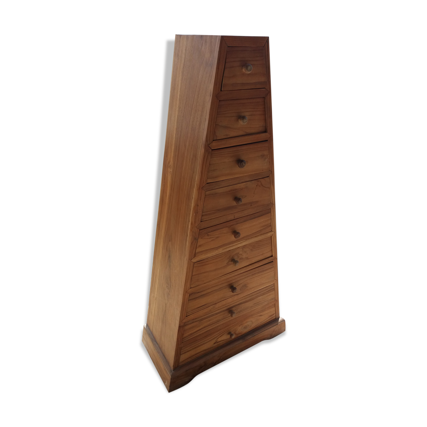 Column 9 drawers pyramid shape solid teak