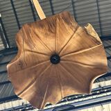 Medium pendant light in corrugated teak leaf (Medium D:50 H:20)