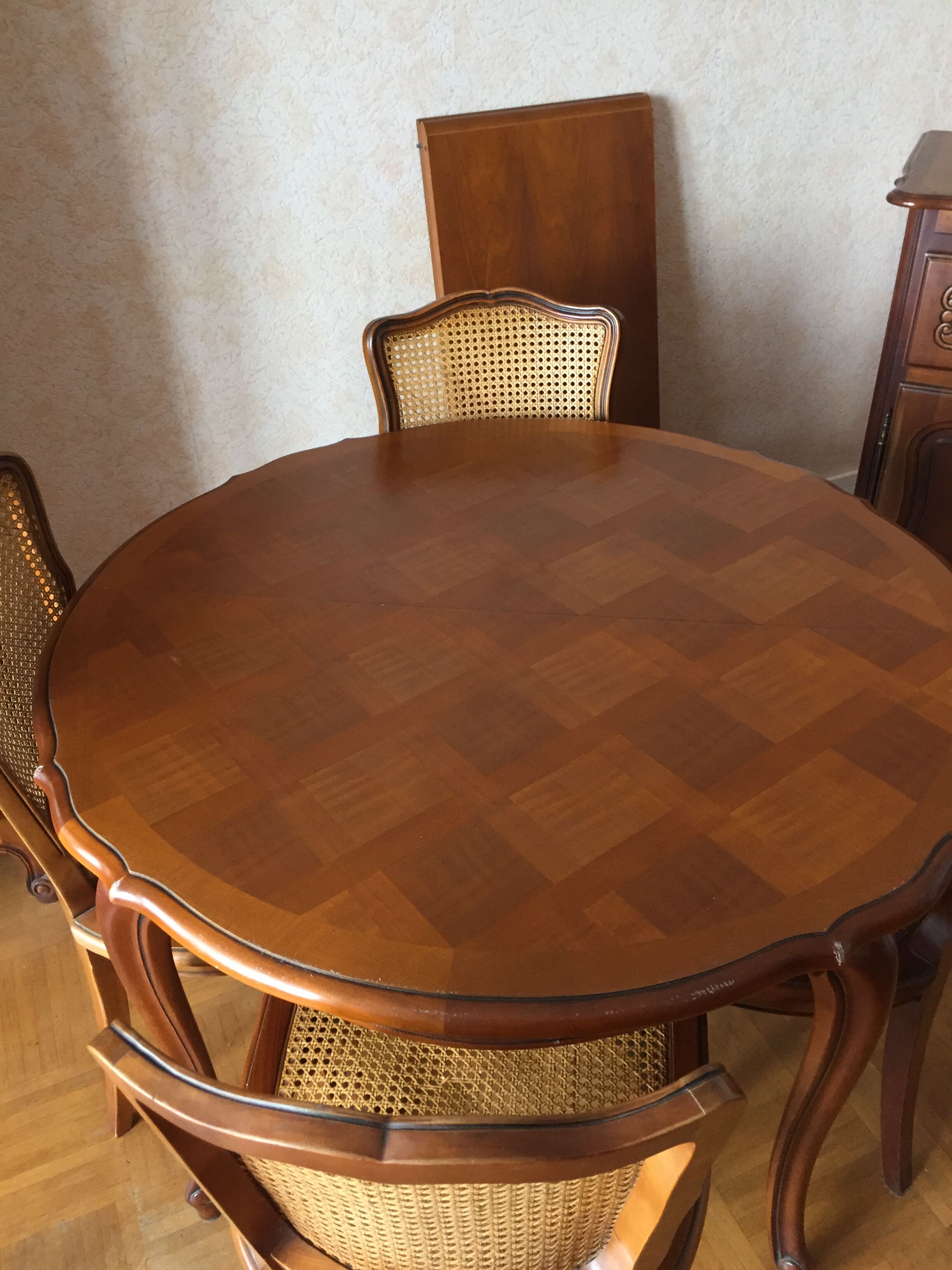 Louis Philippe-style cherry table with 4 chairs