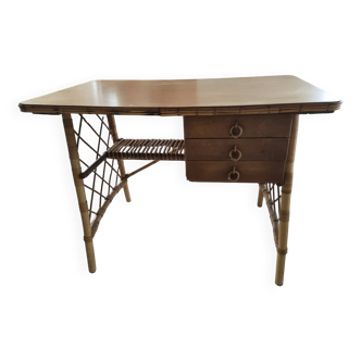 Louis Sognot rattan and bamboo desk