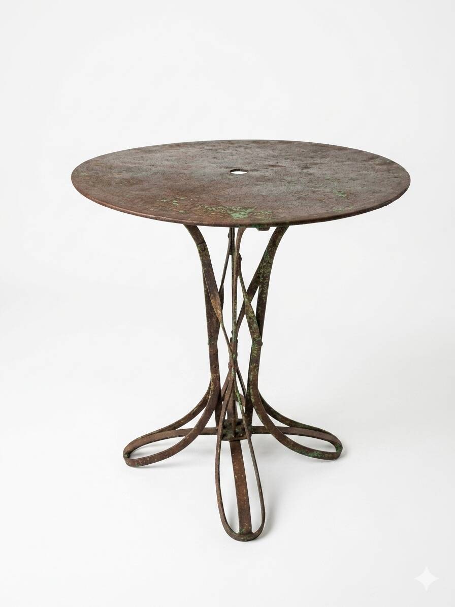 Table de jardin Eiffel en fer forgé riveté du XIXe