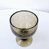 5 Medium Glasses on Vintage Smoked Bubble Base Biot H 11.5cm