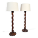 Pair of wooden floor lamps, 1920s.