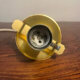 Suspension globe opalin, pavillon doré Pascot