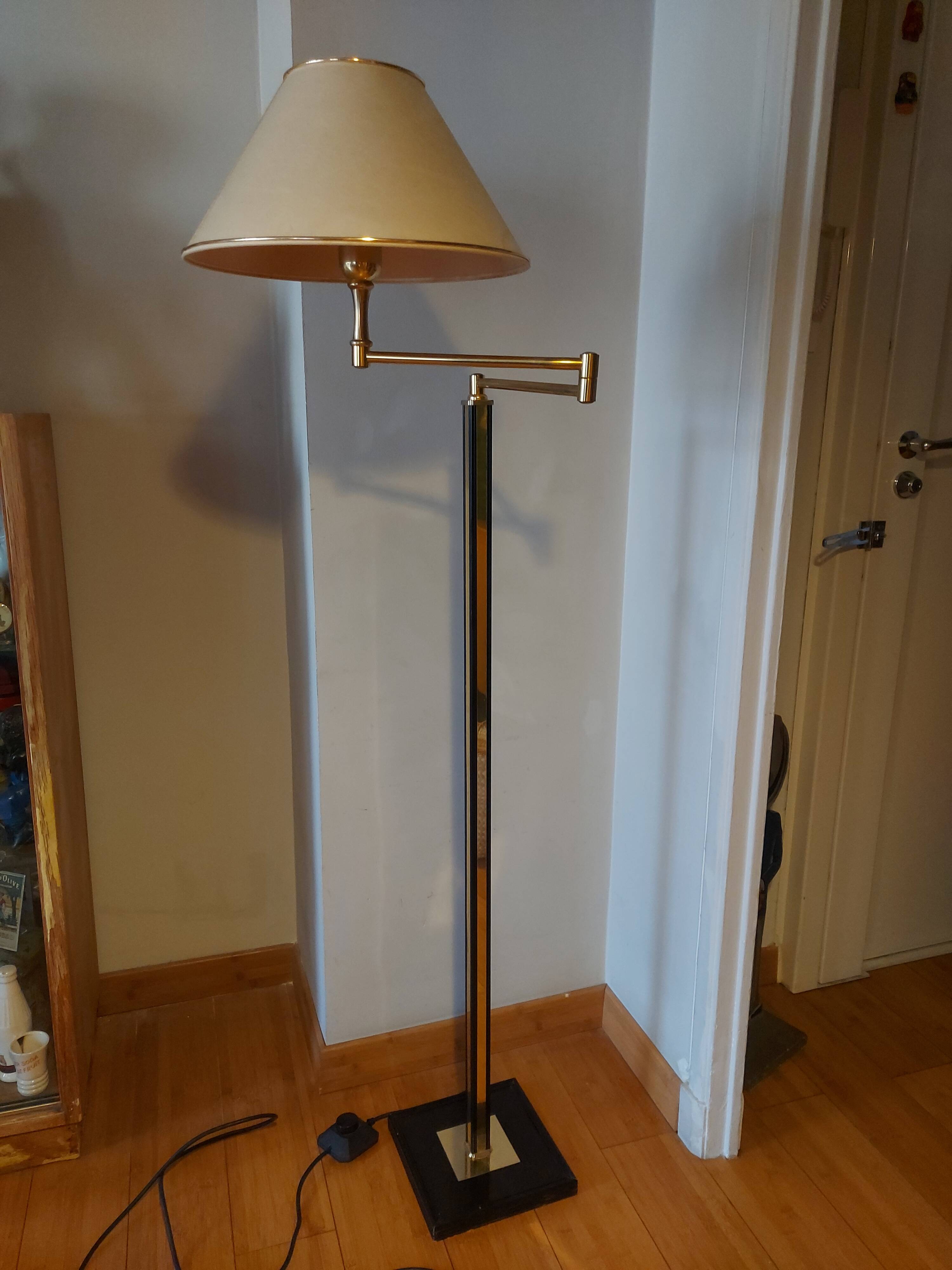 Vintage reading floor lamp in gold metal