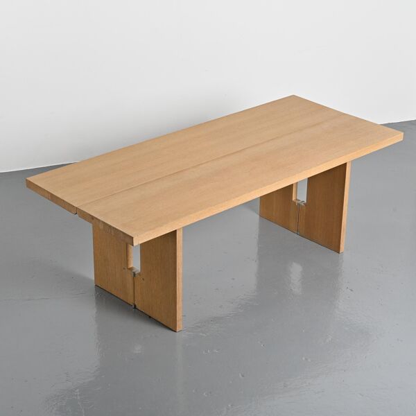 Console extensible formant table à manger en bois cérusé, XXe siècle