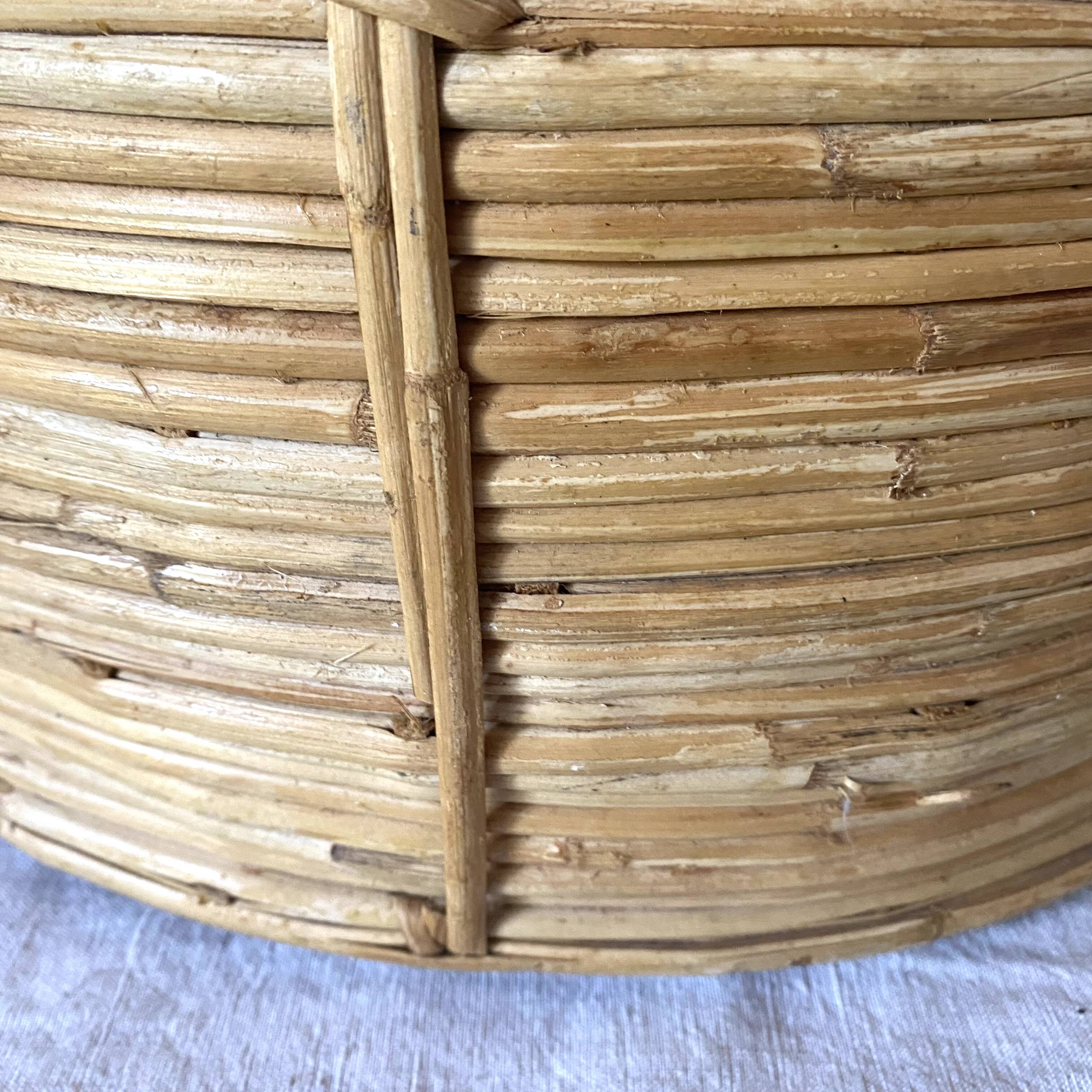 Rattan and brass basket 34 cm