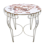 Distressed mid-century painted iron garden table, 1950s
