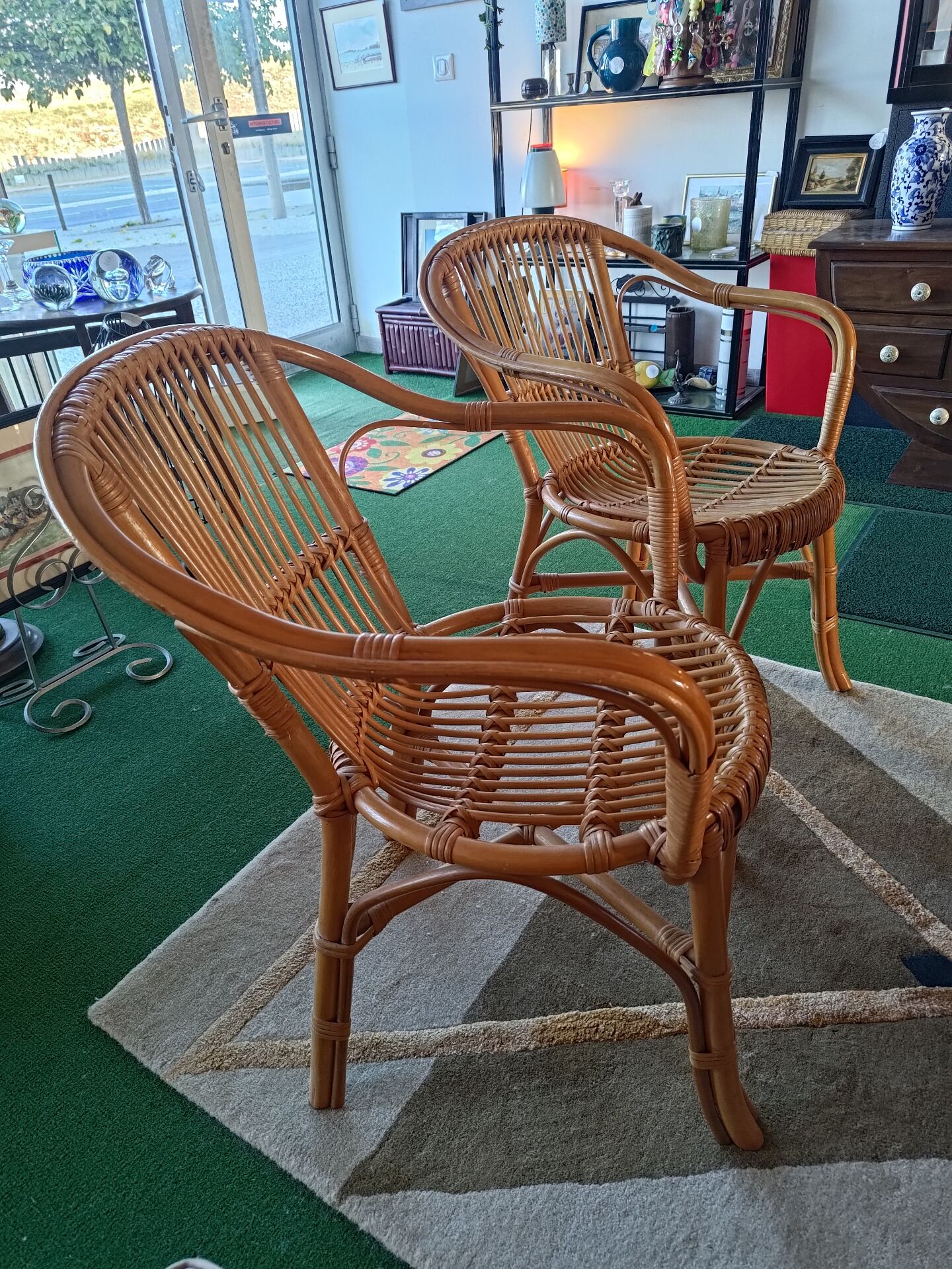 Pair of rattan armchairs
