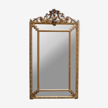 Miroir ancien Napoléon III de style Louis XV à parecloses 162cm x 90cm