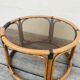 Bamboo round coffee table and vintage smoked glass 70