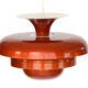 Layered metal pendant light with candy apple lacquer, Sweden 1970s