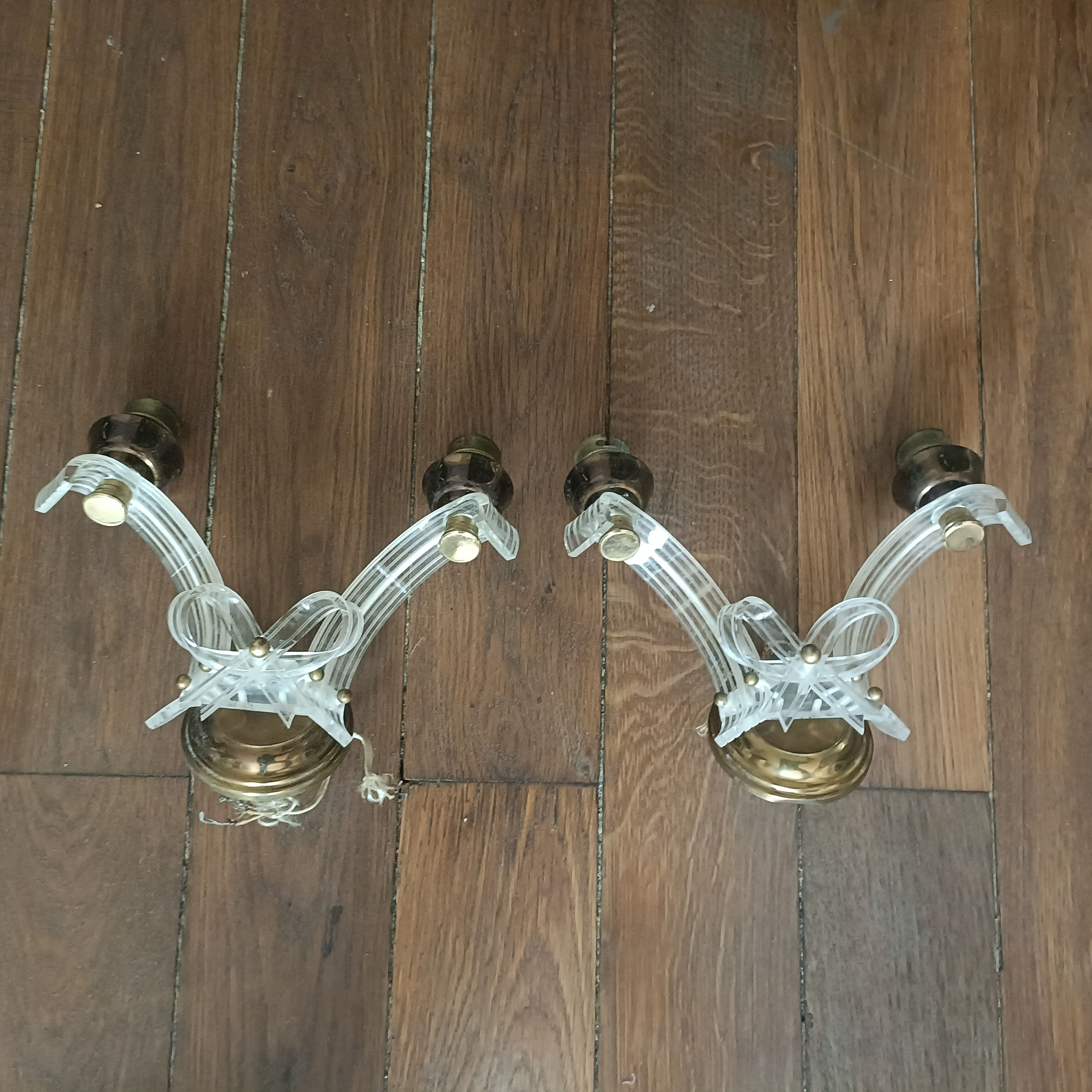 Pair of vintage bow wall lights