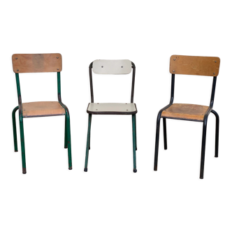 Lot de 3 chaises d’école vintage