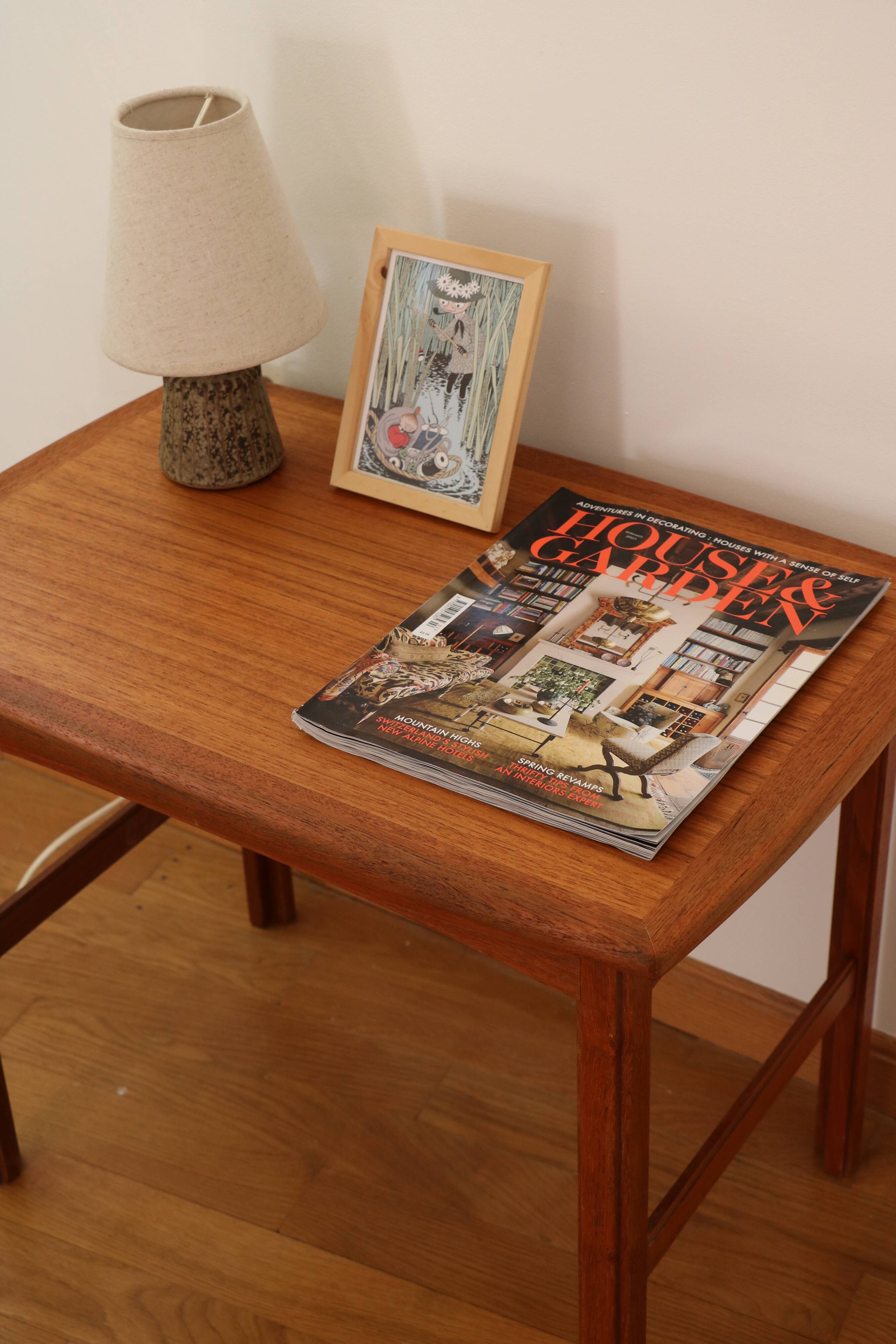 Scandinavian side table or end table, teak, 1960.