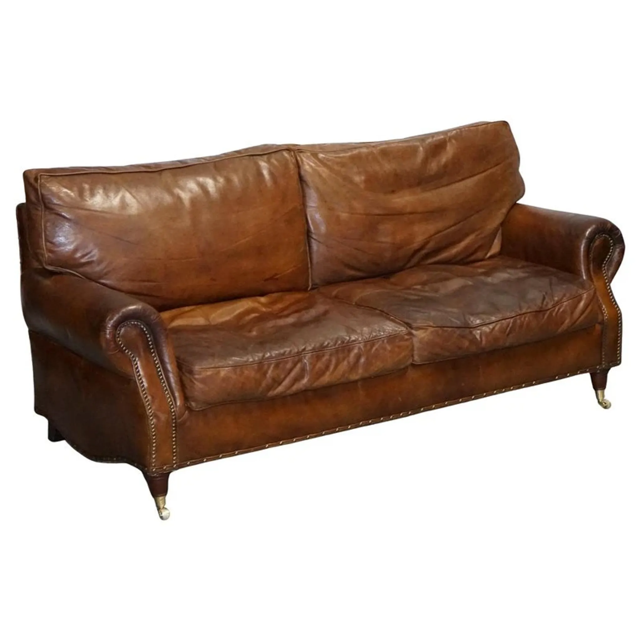 Balmoral 3-Seater Leather Sofa in Heritage Brown by Halo