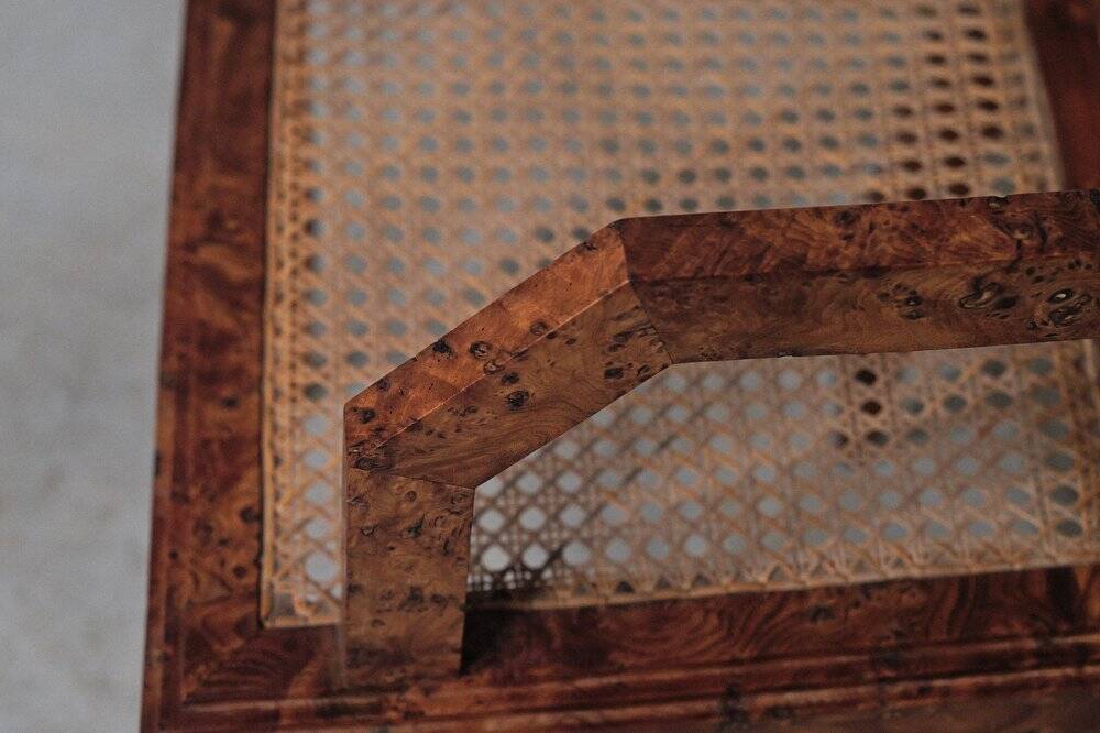 Art Deco armchair, marquetry and cane, circa 1930