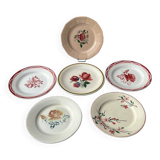 Lot de 6 assiettes  plates anciennes  variées
