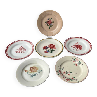 Lot de 6 assiettes  plates anciennes  variées