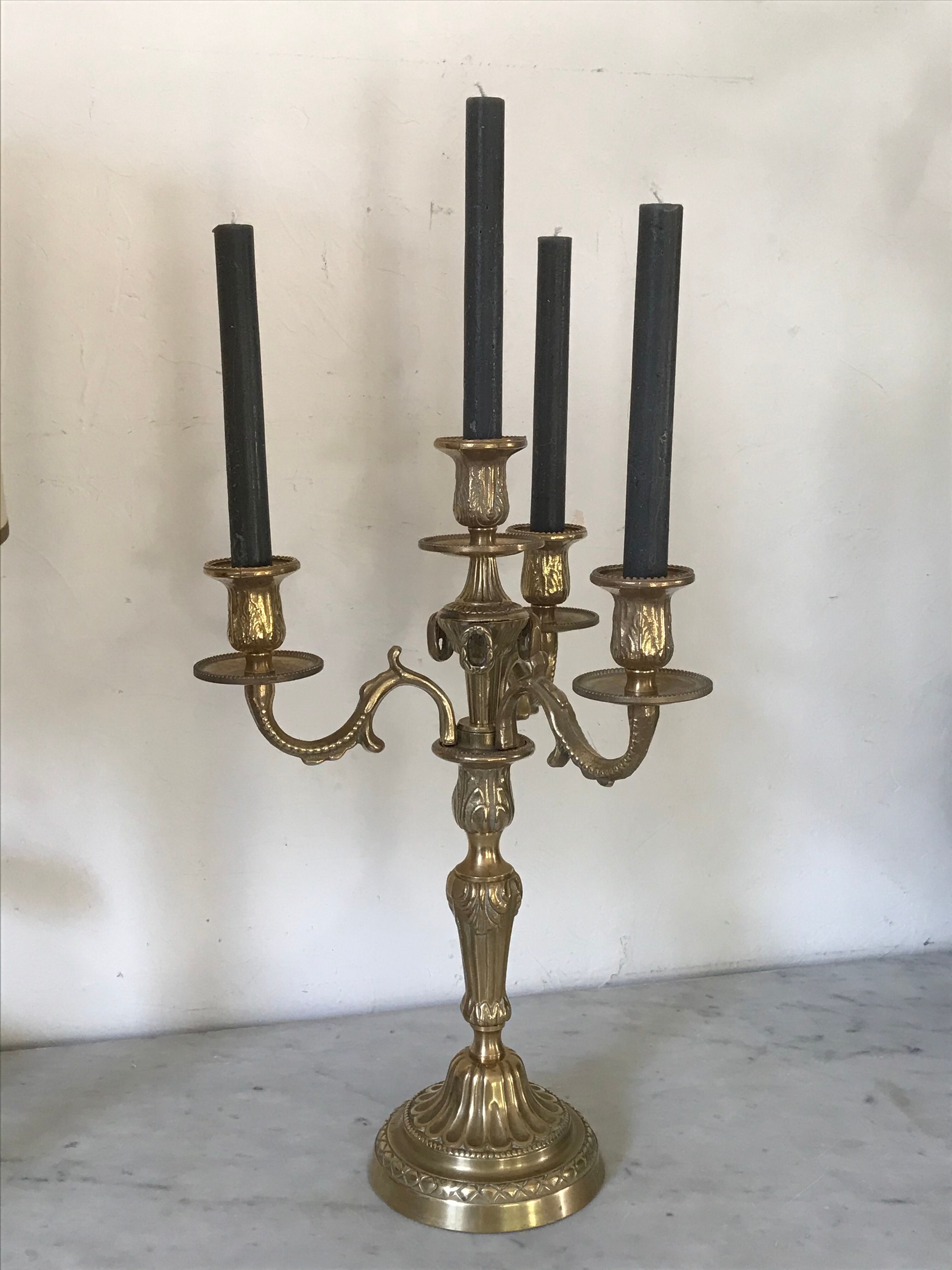 Pair of golden bronze candlesticks