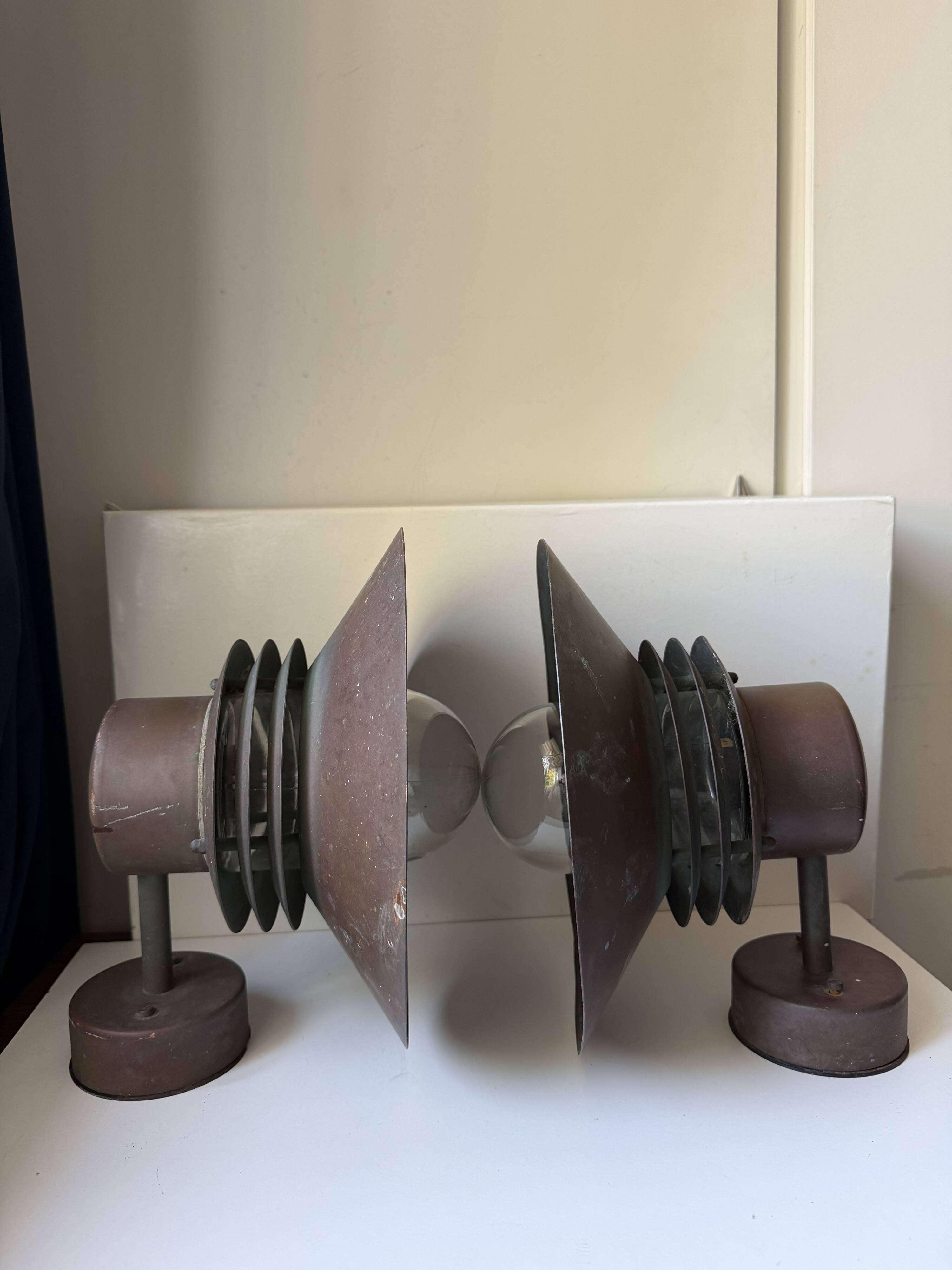 Pair of Danish Vintage Copper Wall Lamps