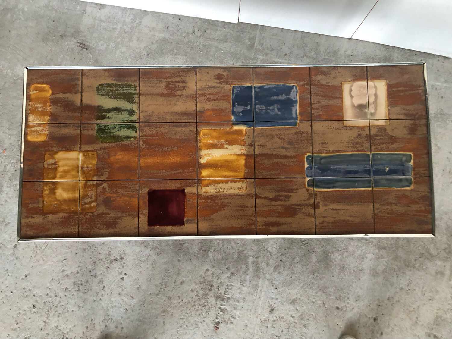 Coffee table Vintage year 70 ceramic tiles