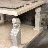 Sofa side tables in resin and brass
