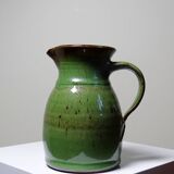 Small green pitcher enameled stoneware Sylvie Wlotkowski craftsmanship from Burgundy