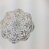 Antique round dish in opaque white and gold ceramic made in France Digoin