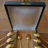 Box 12 golden spoons with mocha - model pompadour alfenide for christofle