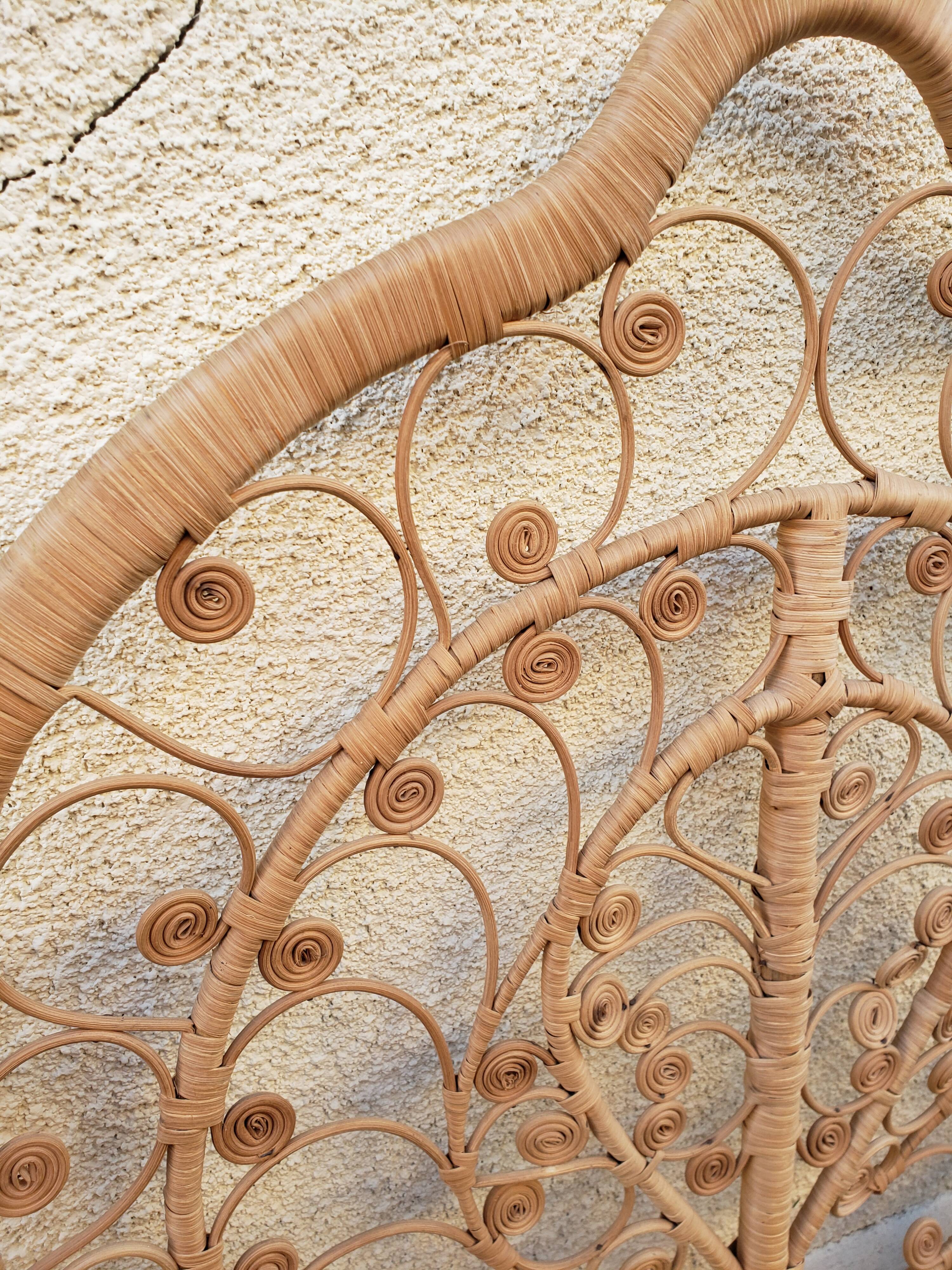 Peacock rattan headboard one person